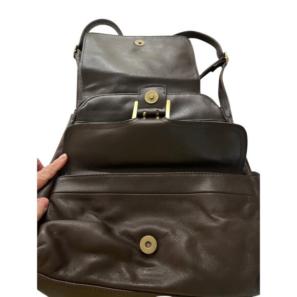 Wilsons Leather Backpack Brown Front Buckle Closure Sling Shoulder Purse School - Picture 5 of 11